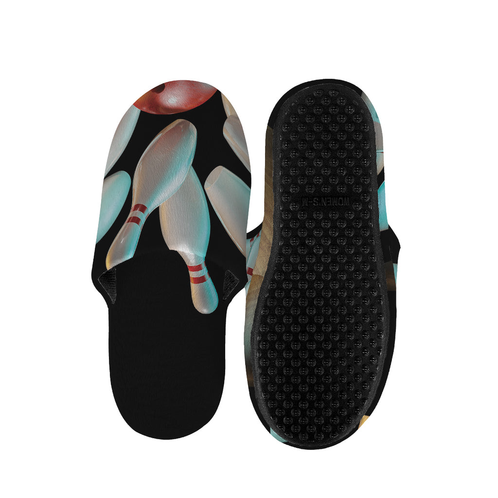 Bowling Strike Print Slippers
