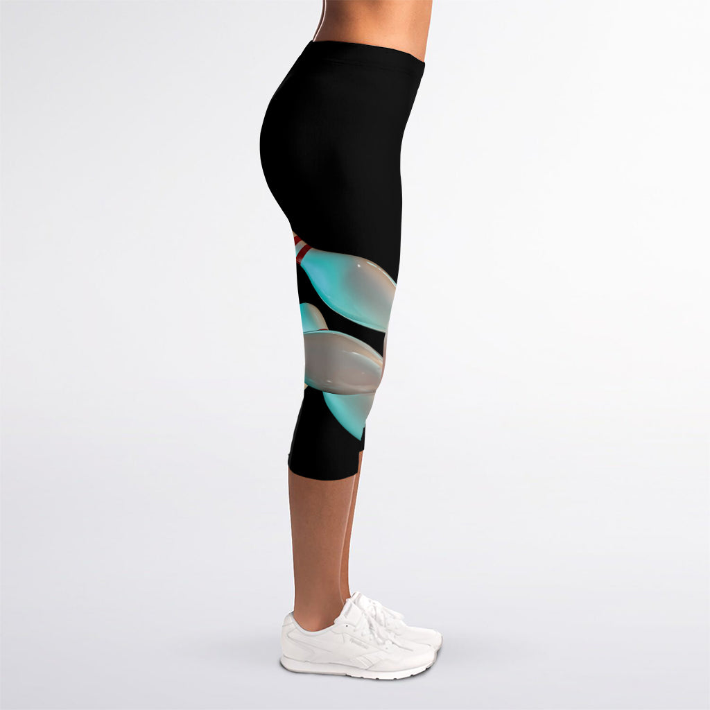 Bowling Strike Print Women's Capri Leggings