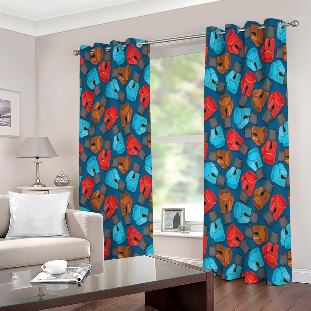 Boxing Gloves Pattern Print Extra Wide Grommet Curtains