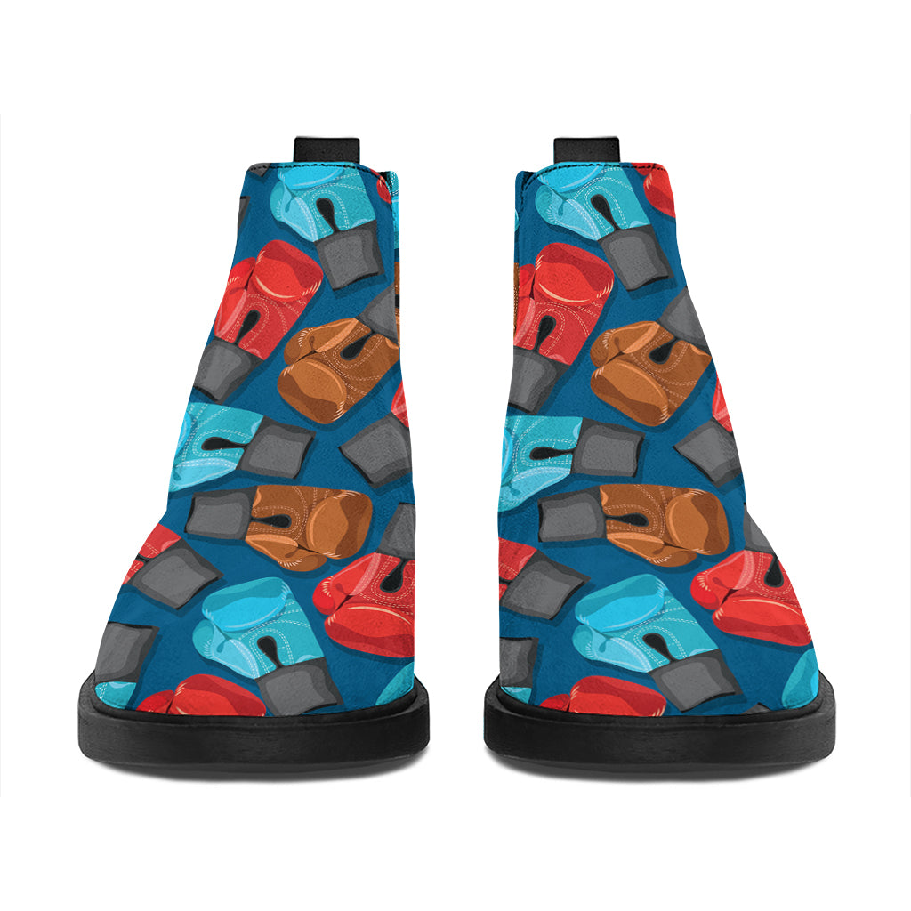 Boxing Gloves Pattern Print Flat Ankle Boots
