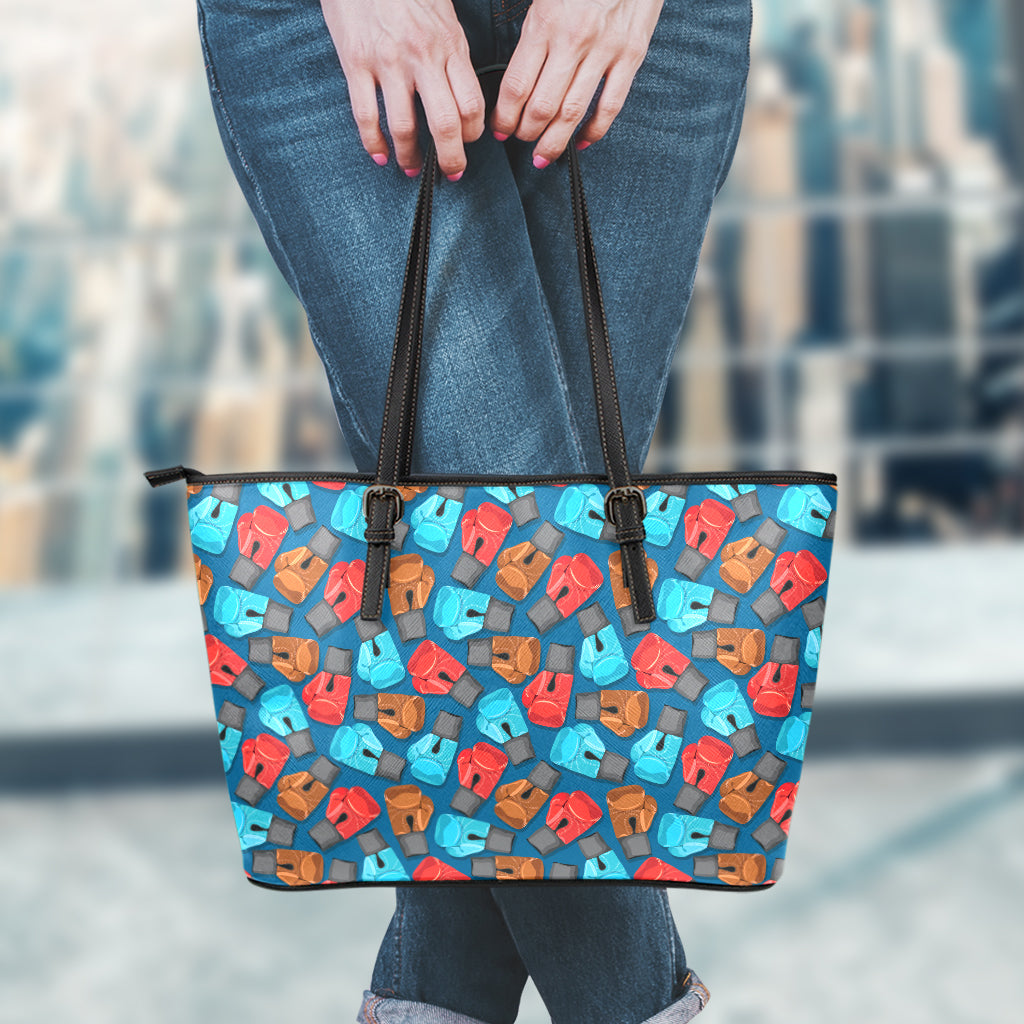 Boxing Gloves Pattern Print Leather Tote Bag