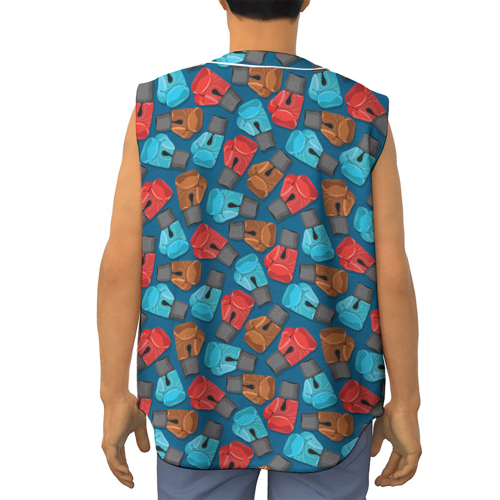 Boxing Gloves Pattern Print Sleeveless Baseball Jersey