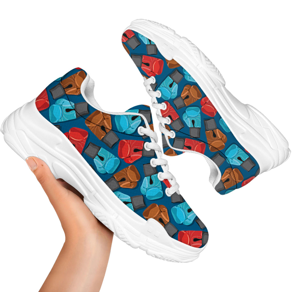Boxing Gloves Pattern Print White Chunky Shoes