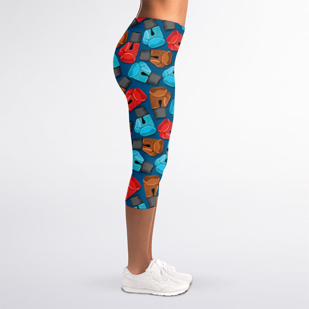 Boxing Gloves Pattern Print Women's Capri Leggings