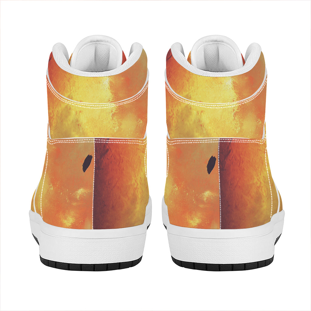 Brave Firefighter With Axe Print High Top Leather Sneakers
