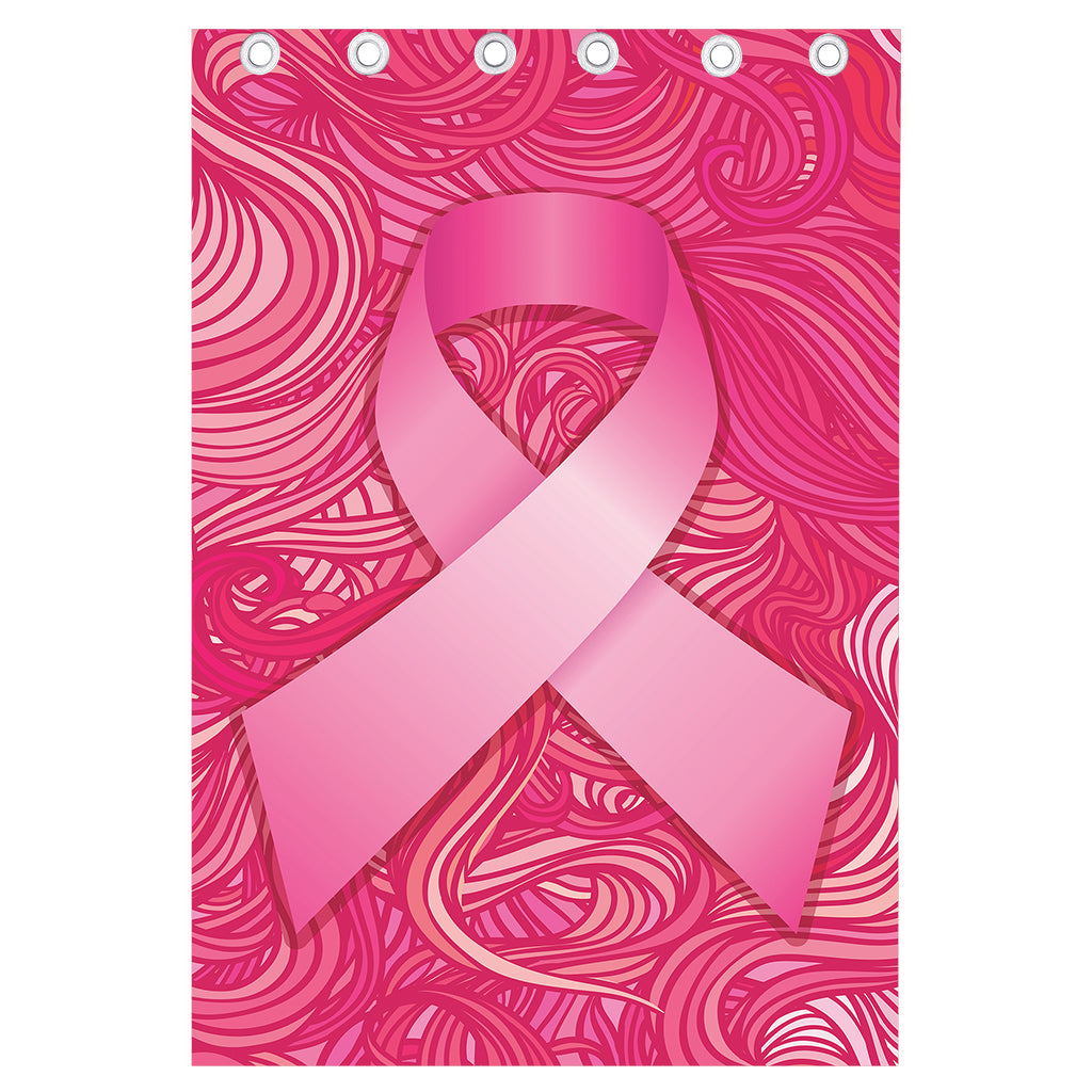 Breast Cancer Awareness Ribbon Print Curtain
