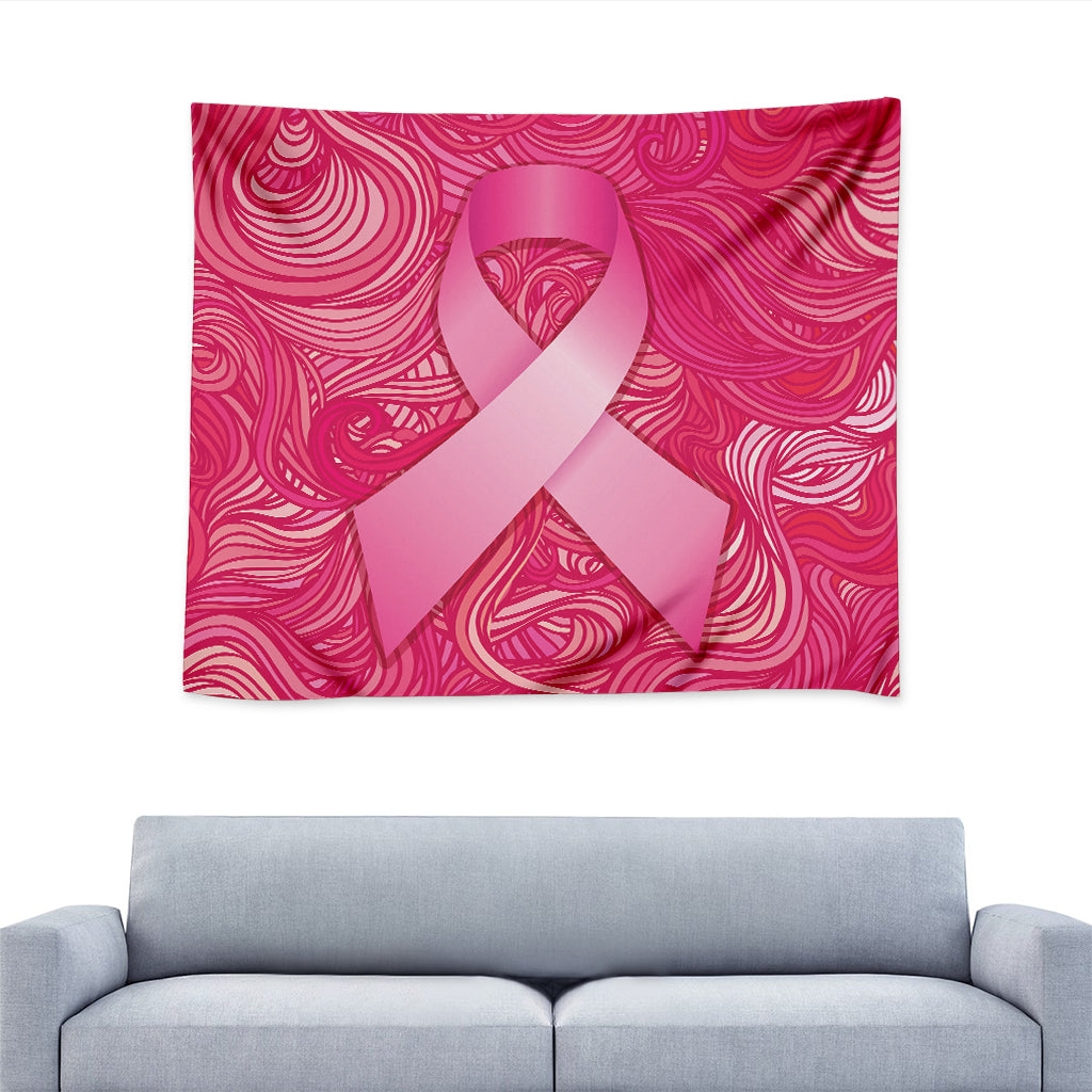 Breast Cancer Awareness Ribbon Print Tapestry