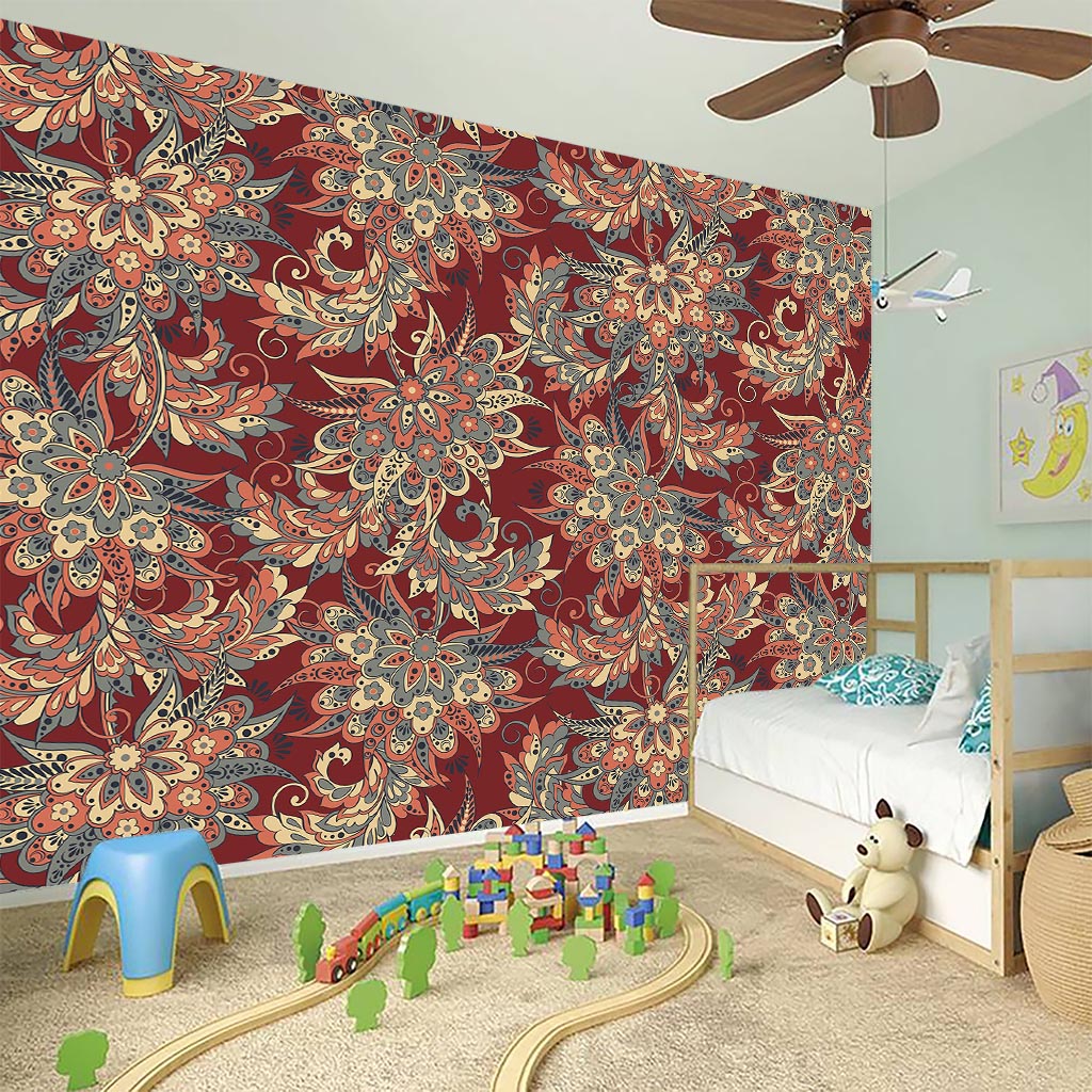 Brick Floral Bohemian Pattern Print Wall Sticker