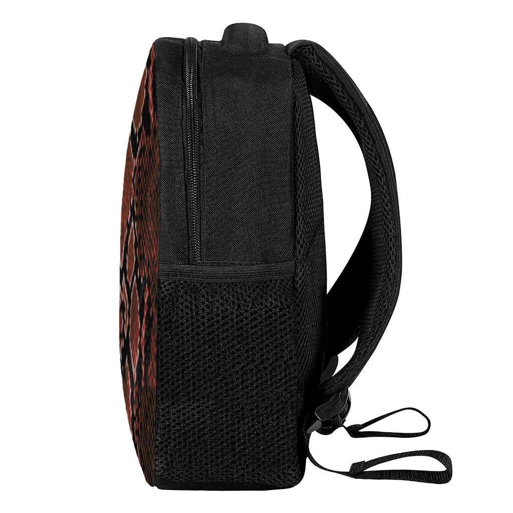 Brick Red Python Snakeskin Print Casual Backpack