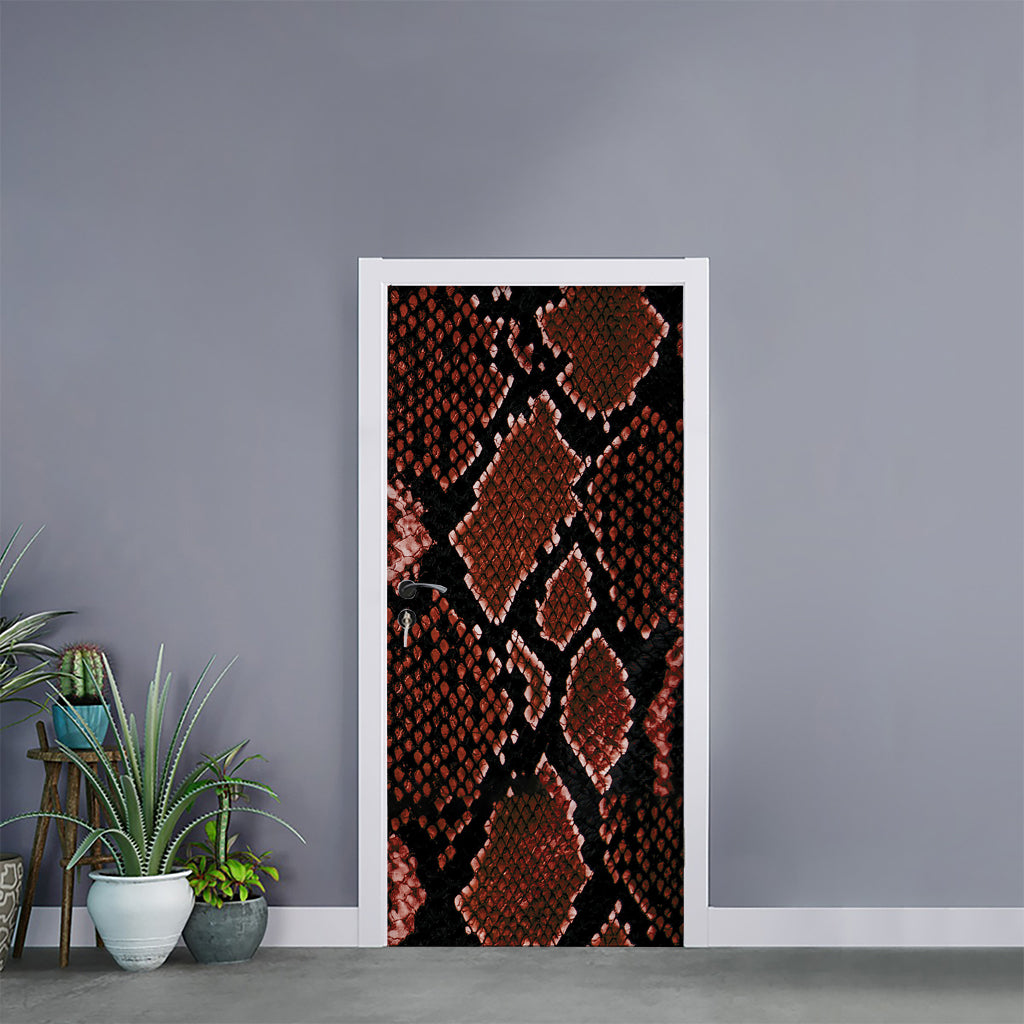 Brick Red Python Snakeskin Print Door Sticker