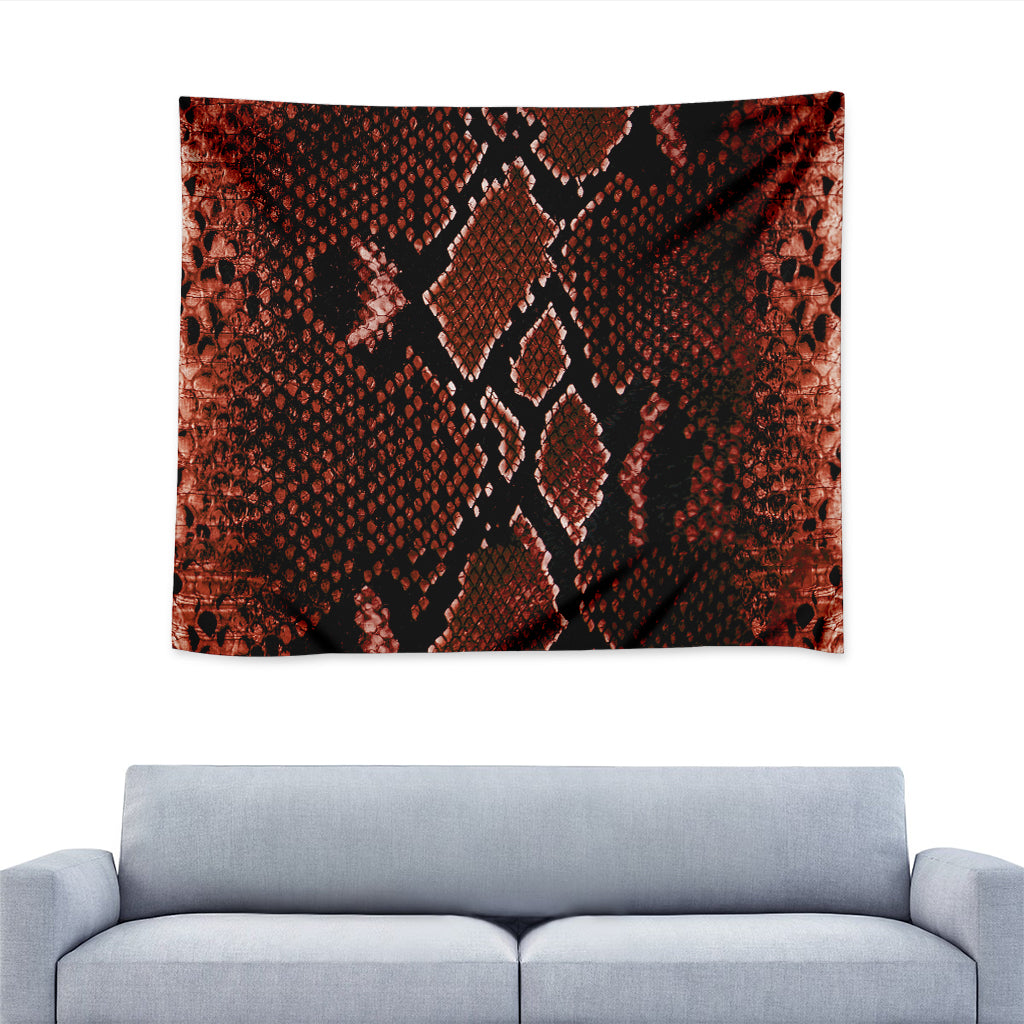 Brick Red Python Snakeskin Print Tapestry