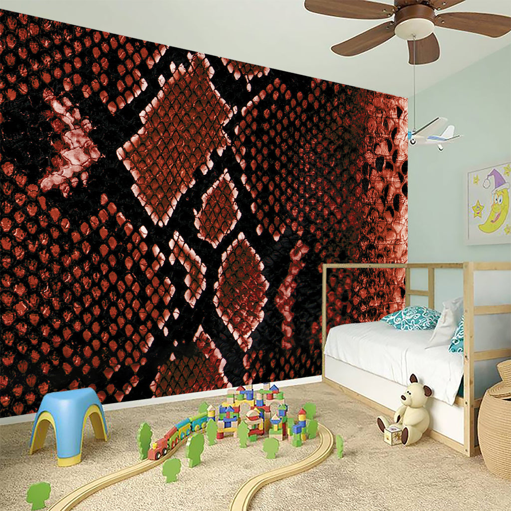 Brick Red Python Snakeskin Print Wall Sticker