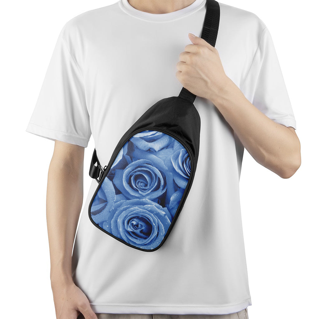 Bright Blue Rose Print Chest Bag