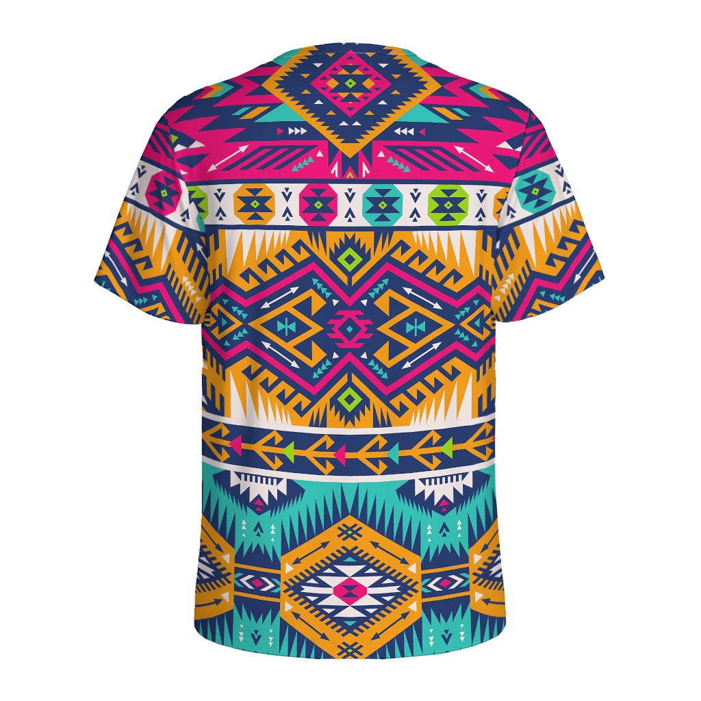 Bright Colors Aztec Pattern Print Men's Sports T-Shirt