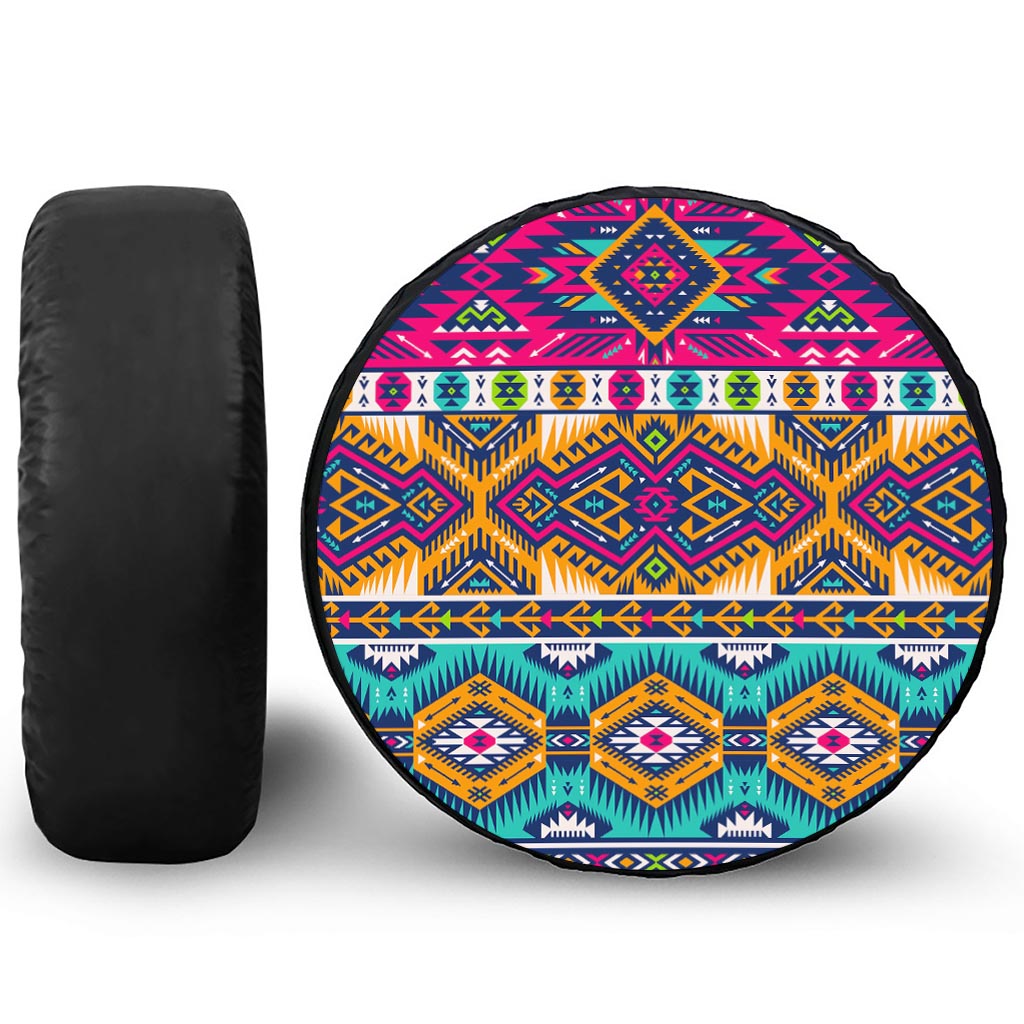 Bright Colors Aztec Pattern Print Tire Cover