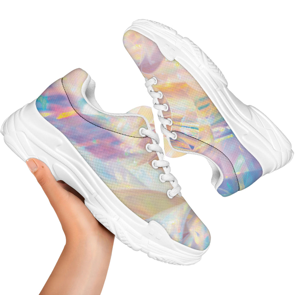Bright Holographic Print White Chunky Shoes