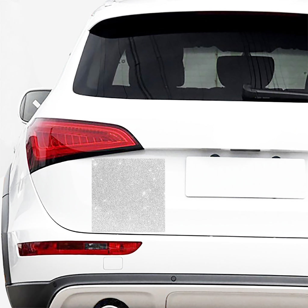 Bright Silver (NOT Real) Glitter Print Car Sticker