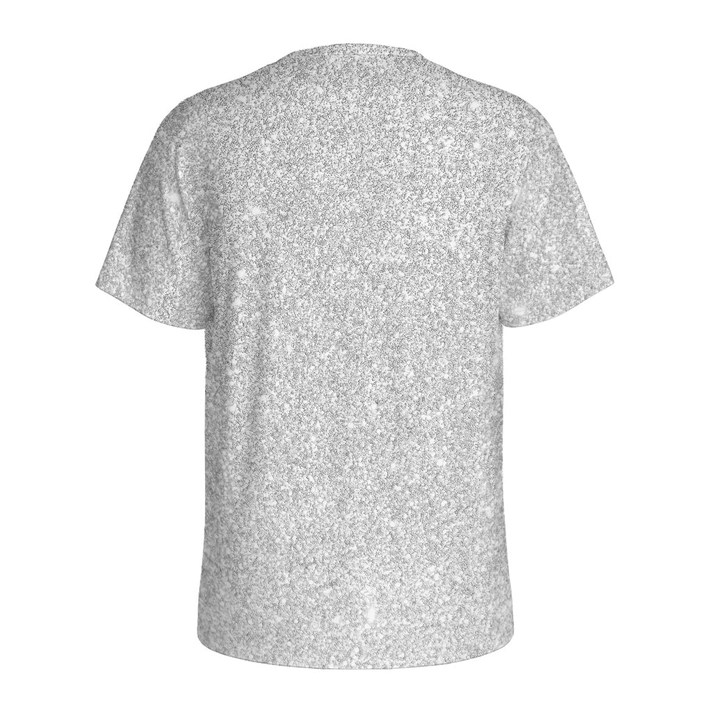 Bright Silver (NOT Real) Glitter Print Men's Sports T-Shirt