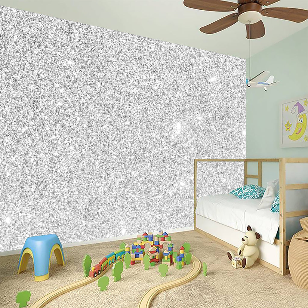 Bright Silver (NOT Real) Glitter Print Wall Sticker