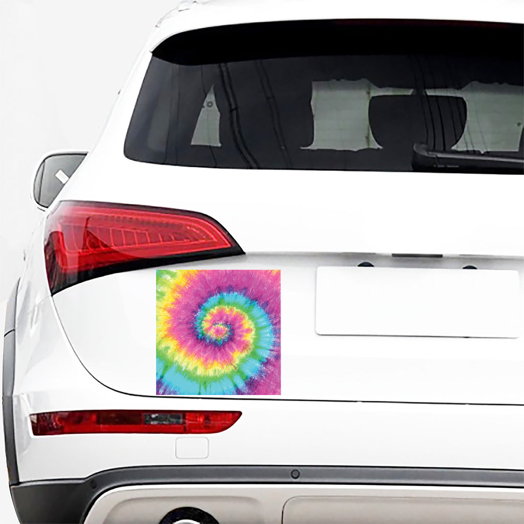 Bright Spiral Tie Dye Print Car Sticker