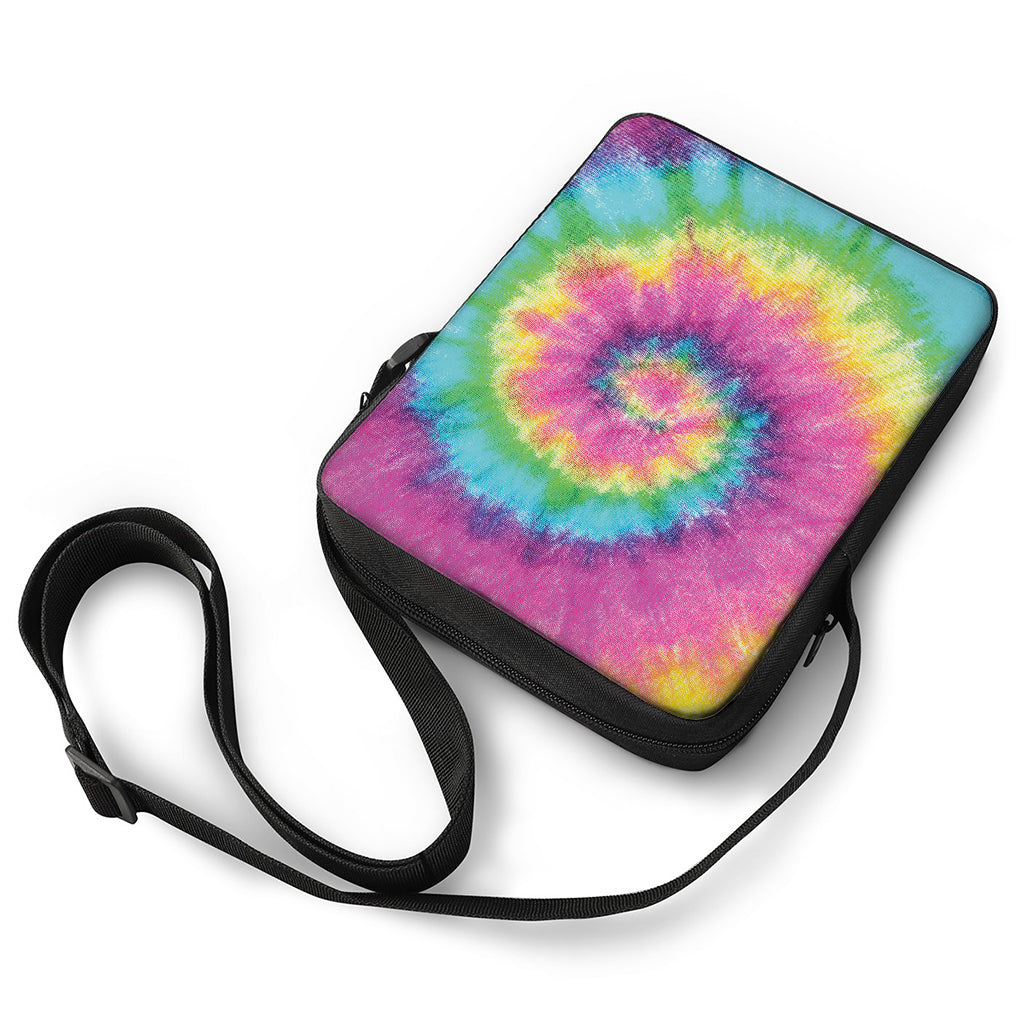 Bright Spiral Tie Dye Print Rectangular Crossbody Bag