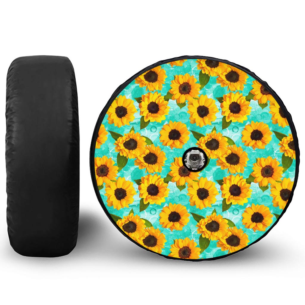 Bright Sunflower Pattern Print Tire Cover With Camera Hole