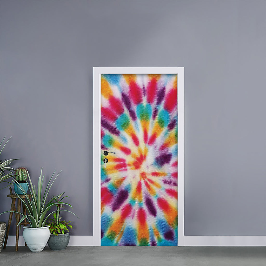 Bright Swirl Tie Dye Print Door Sticker