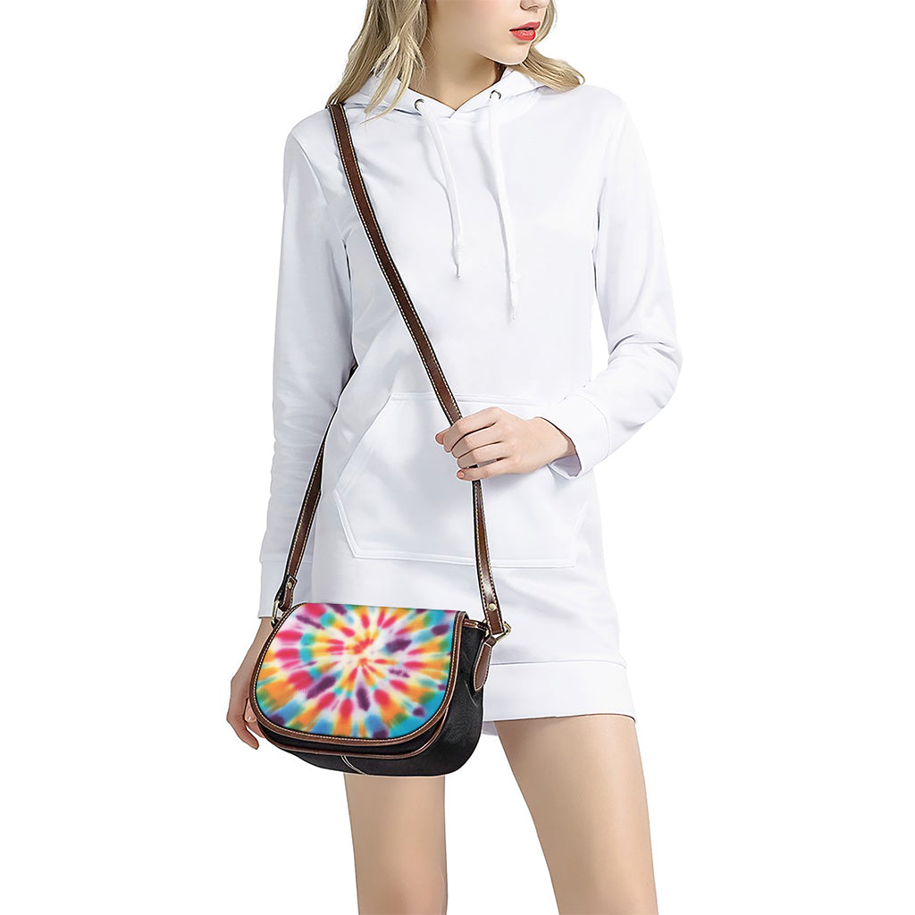 Bright Swirl Tie Dye Print Saddle Bag