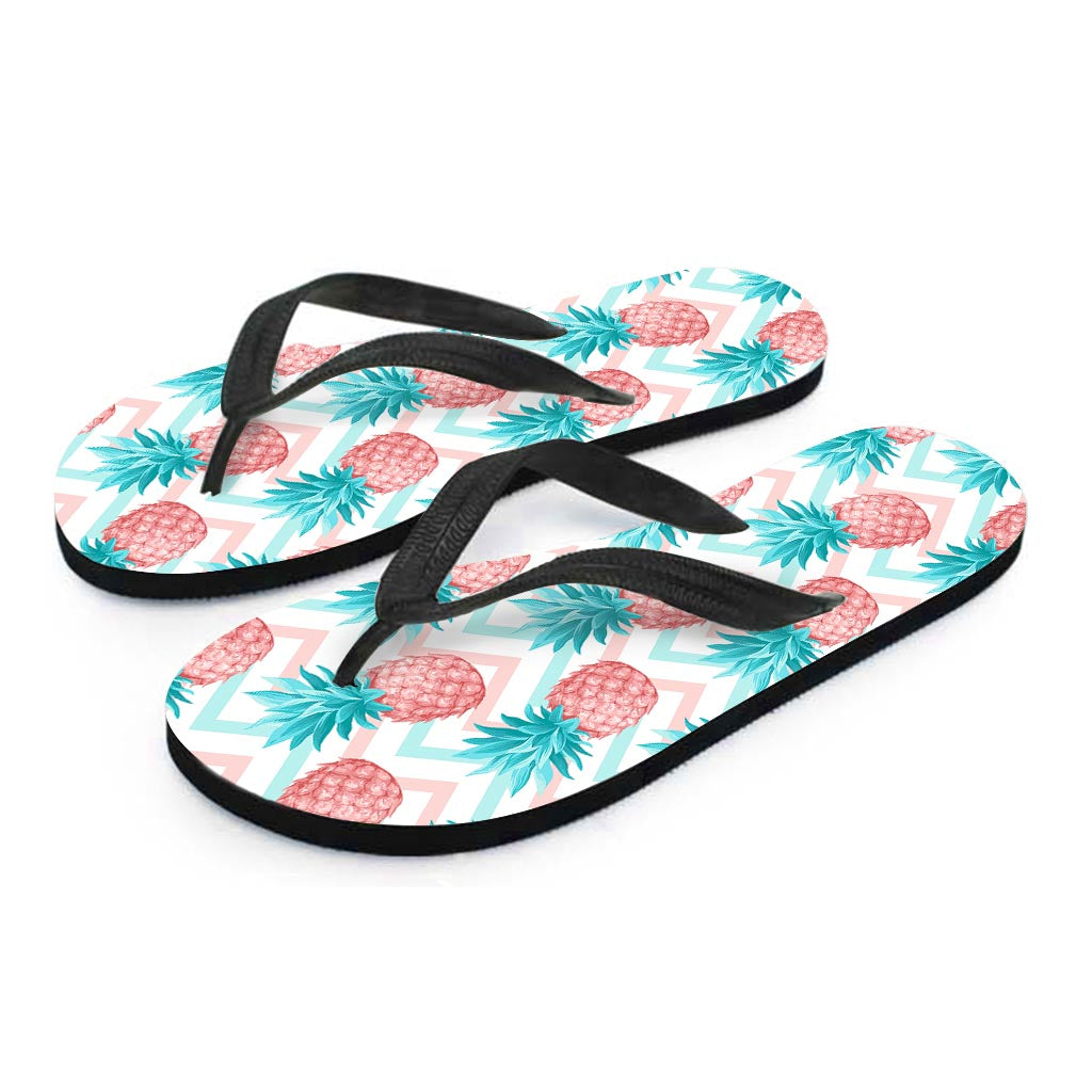 Bright Zig Zag Pineapple Pattern Print Flip Flops