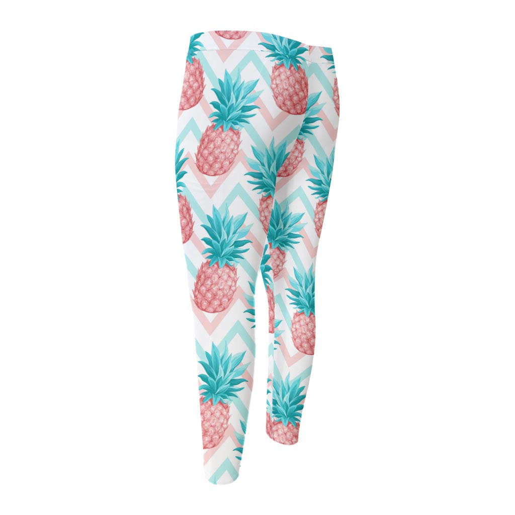 Bright Zig Zag Pineapple Pattern Print Men's Compression Pants