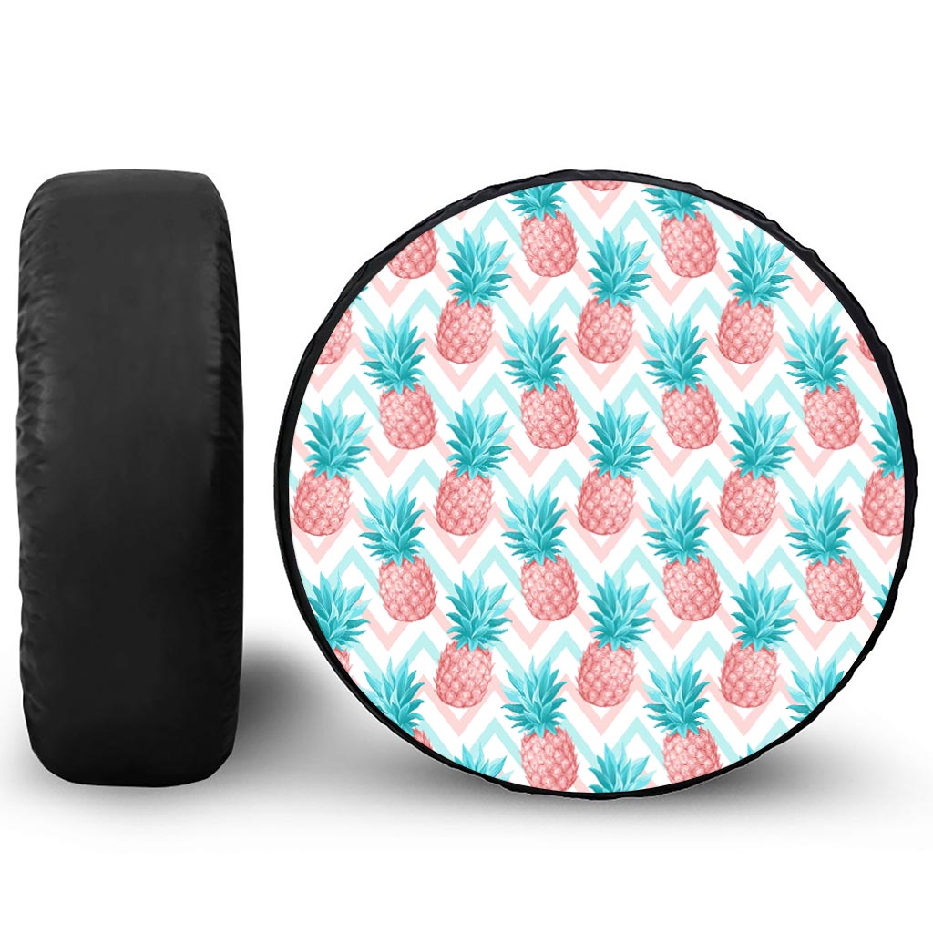 Bright Zig Zag Pineapple Pattern Print Tire Cover