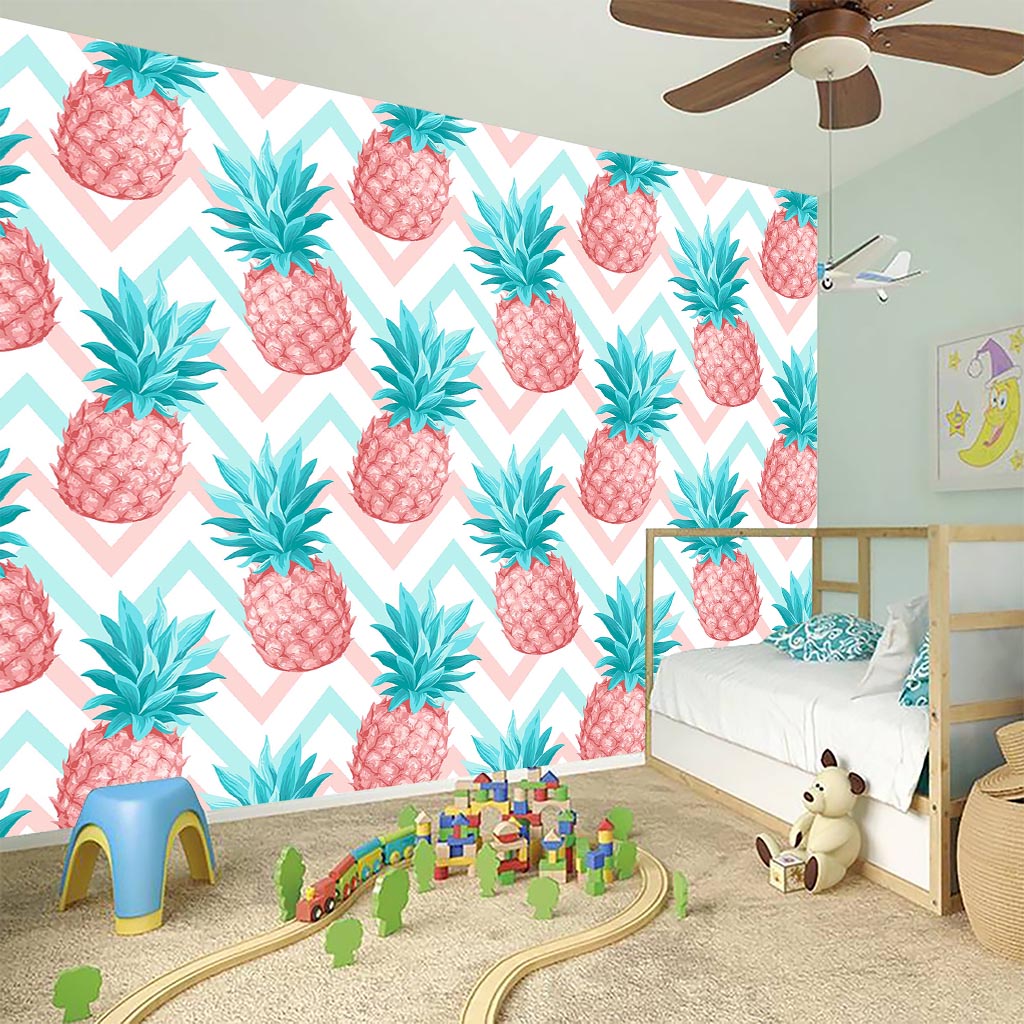 Bright Zig Zag Pineapple Pattern Print Wall Sticker