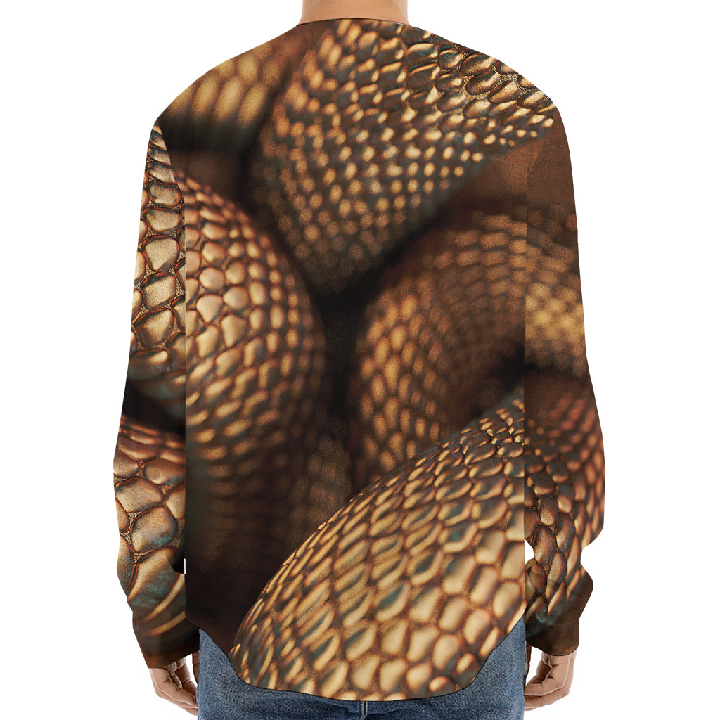Bronze Snake Print Long Sleeve Baseball Jersey