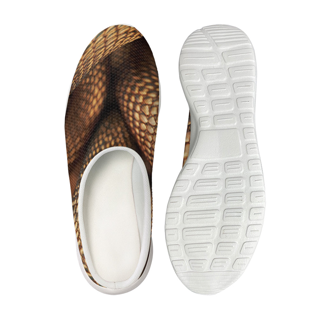 Bronze Snake Print Mesh Casual Shoes