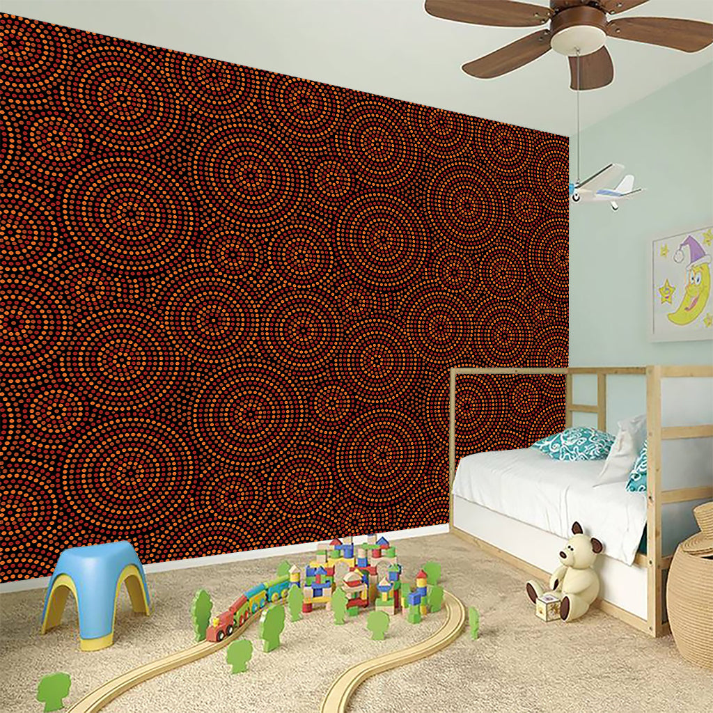 Brown Aboriginal Dot Pattern Print Wall Sticker