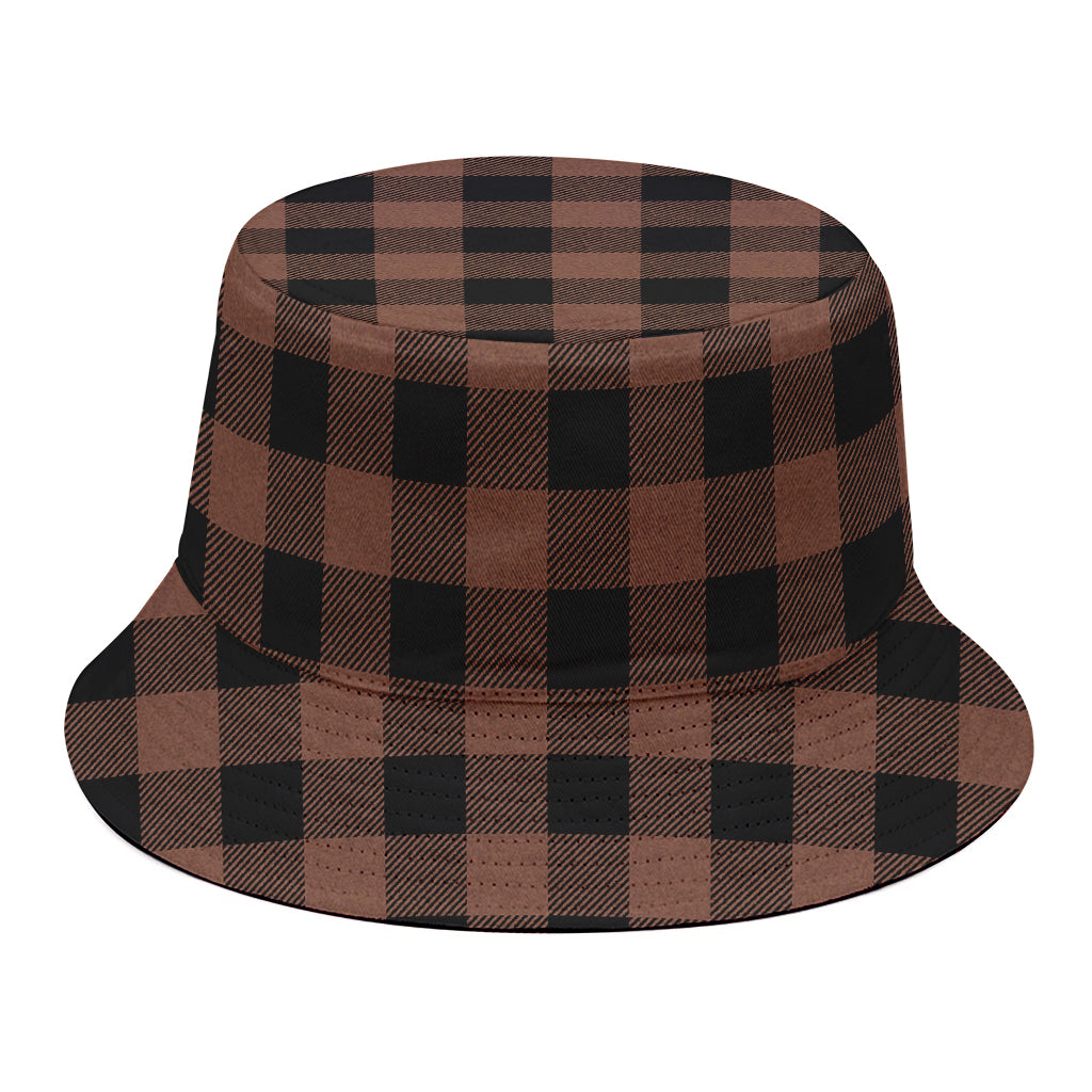 Brown And Black Buffalo Check Print Bucket Hat