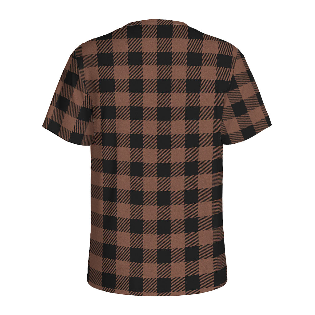 Brown And Black Buffalo Check Print Men's Sports T-Shirt
