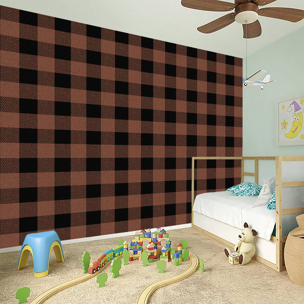 Brown And Black Buffalo Check Print Wall Sticker