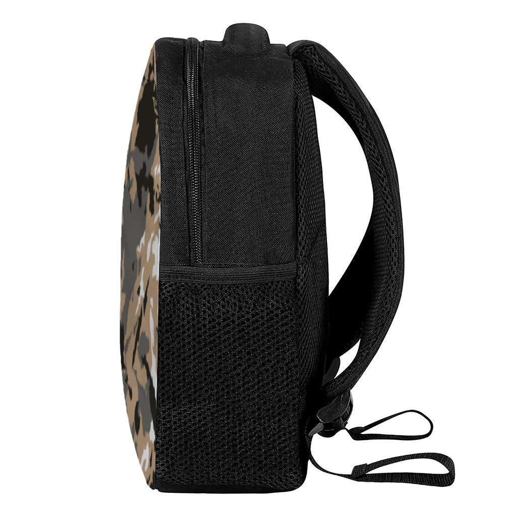 Brown And Black Camouflage Print Casual Backpack
