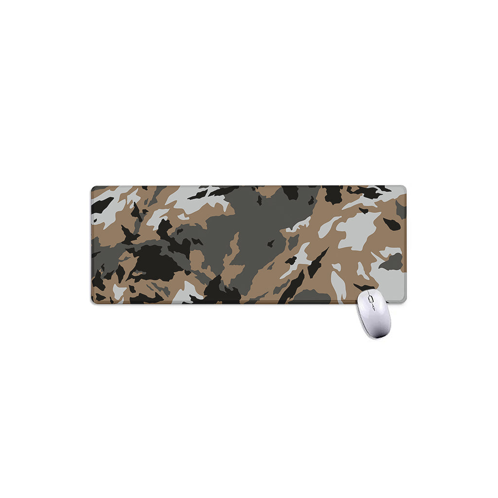 Brown And Black Camouflage Print Extended Mouse Pad