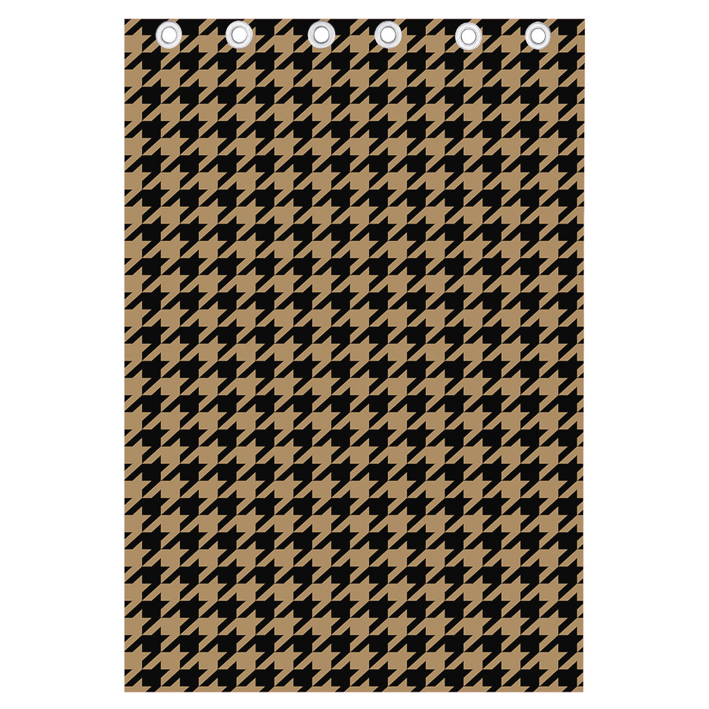Brown And Black Houndstooth Print Curtain
