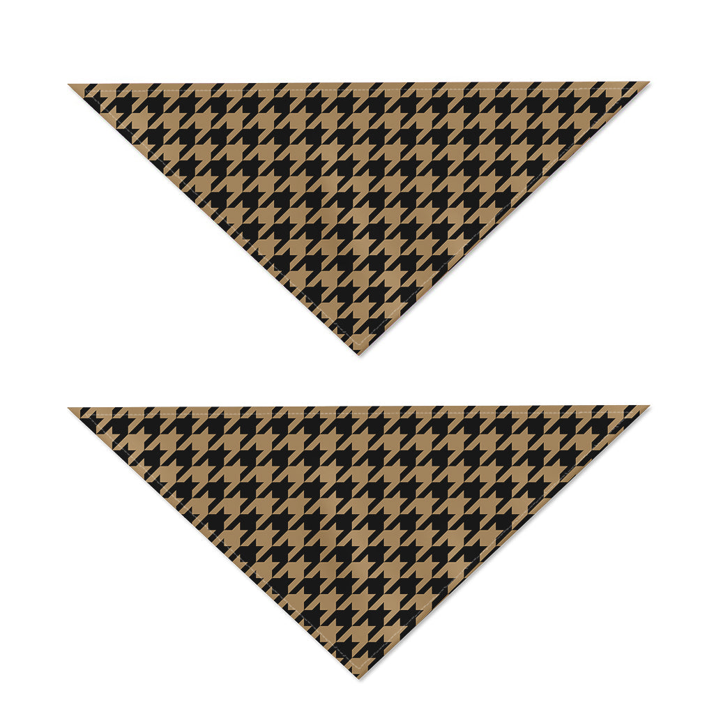 Brown And Black Houndstooth Print Dog Bandana