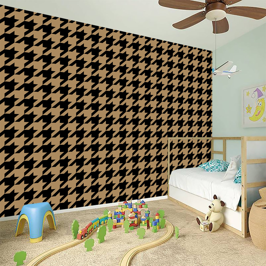 Brown And Black Houndstooth Print Wall Sticker