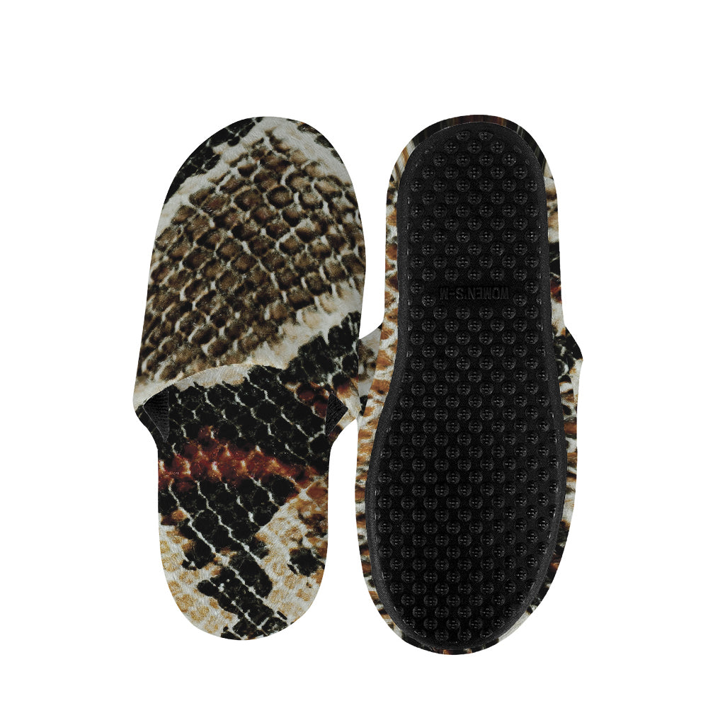 Brown And Black Snakeskin Print Slippers