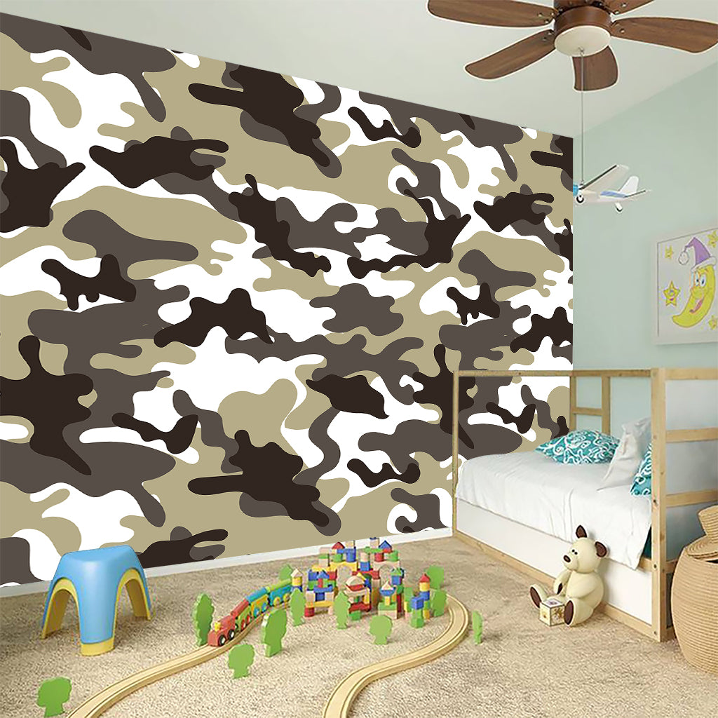 Brown And White Camouflage Print Wall Sticker
