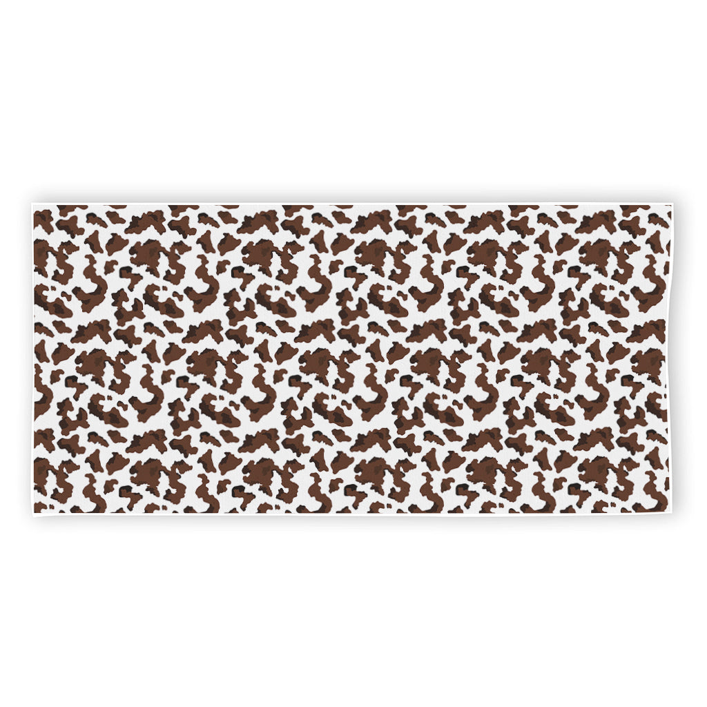 Brown And White Cow Pattern Print Beach Towel