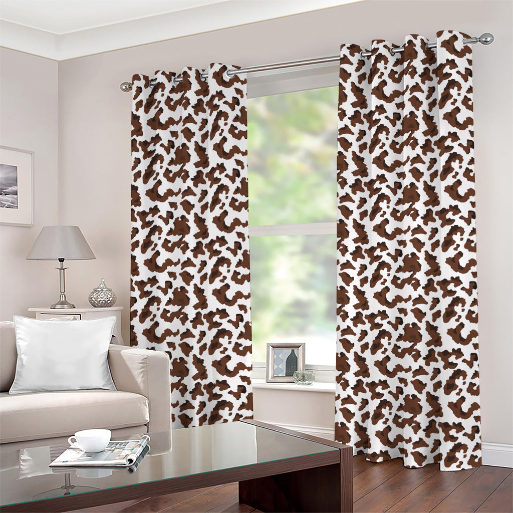 Brown And White Cow Pattern Print Grommet Curtains