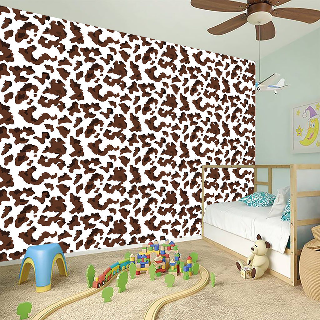 Brown And White Cow Pattern Print Wall Sticker
