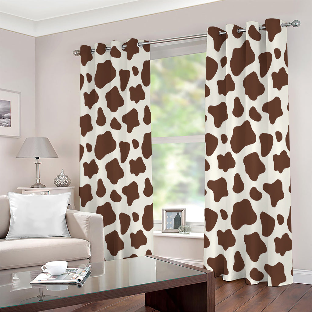 Brown And White Cow Print Extra Wide Grommet Curtains