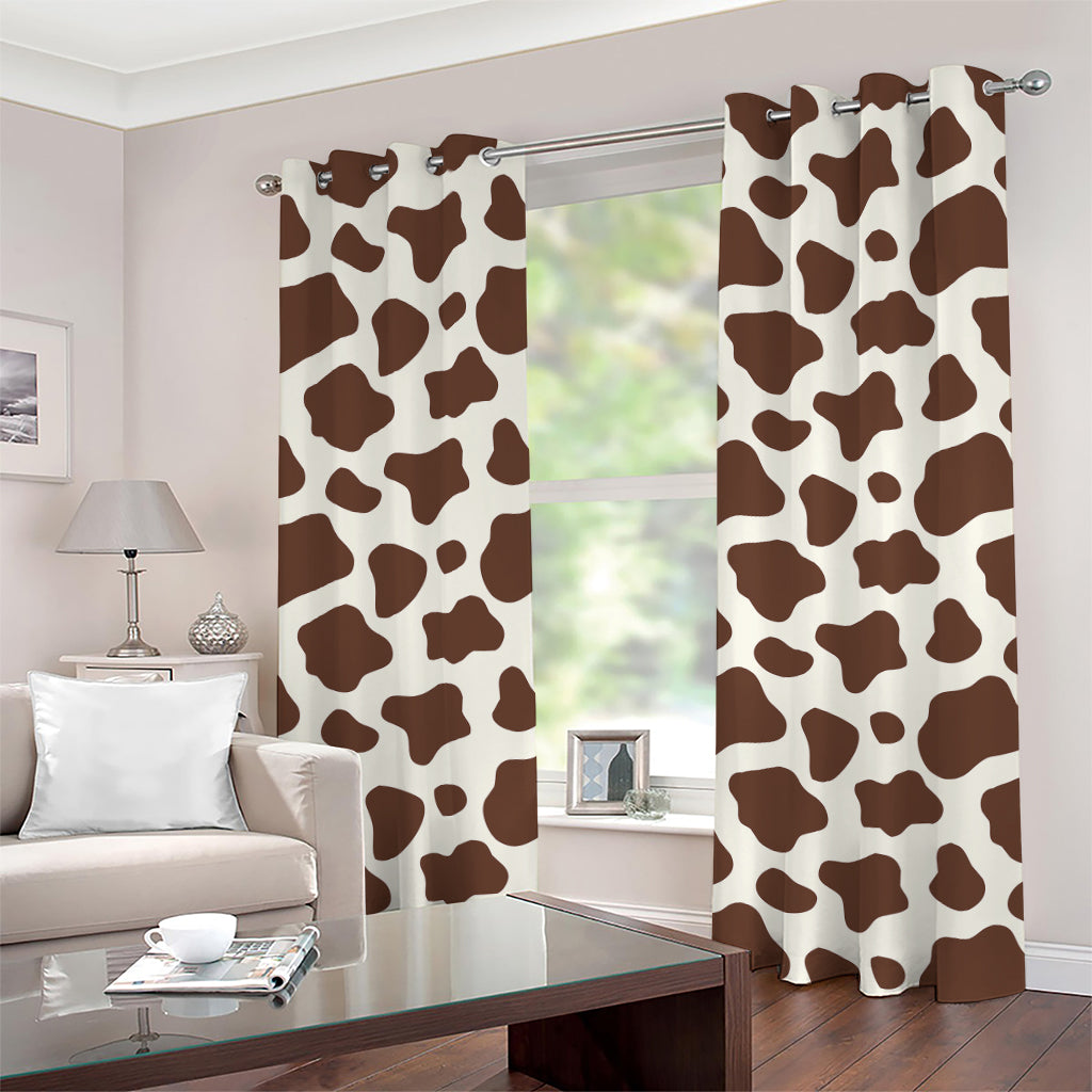 Brown And White Cow Print Grommet Curtains